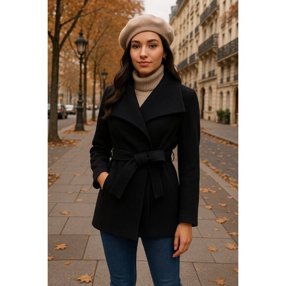 Tahari XS Women's Water-Resistant Tie Belt Wrap Trench Overcoat Winter Jacket - Picture 5 of 8